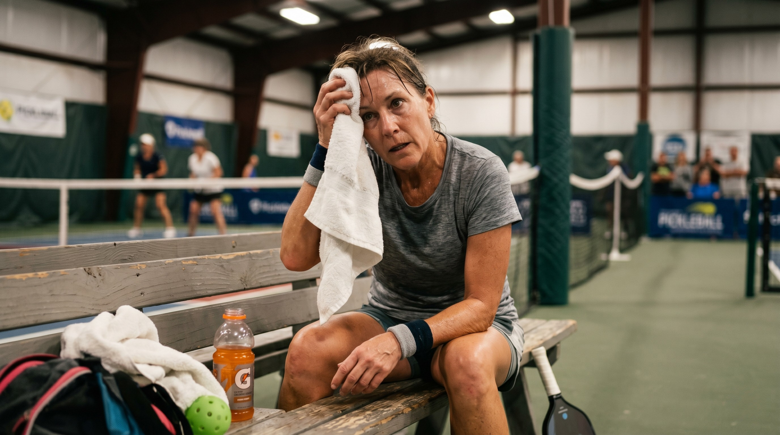 Pickleball Player taking a break